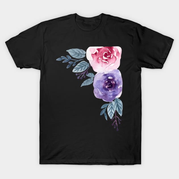 Rose corners watercolor T-Shirt by GinaaArts